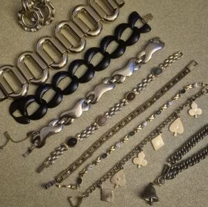 Vintage Value Listing-8 gold finish bracelets including MONET & Gemstone SCARBS